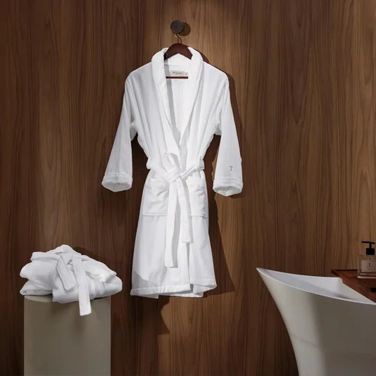 Roupão Masculino Barone M Trussardi Branco/Marmo