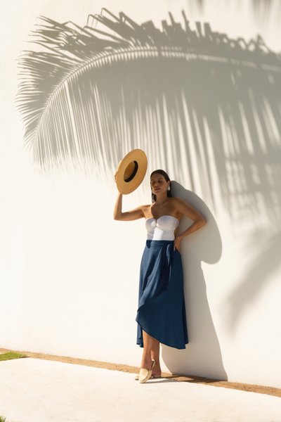 Saida de Praia M Viscose Adriatico Trussardi Azul 84cm x 88cm