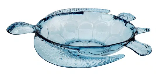 Saladeira Acrílico Tartaruga Azul 45 cm