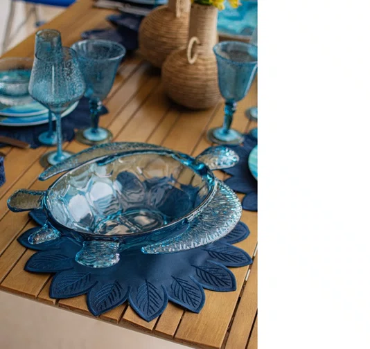 Saladeira Acrílico Tartaruga Azul 45 cm