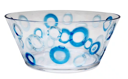 Saladeira Acrílico Textura Circulo Azul 25 cm