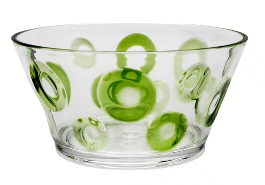 Saladeira Acrílico Textura Círculo Verde 25 cm