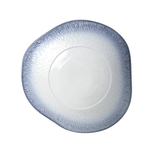 Saladeira Em Porcelana Branco e Azul 30cm