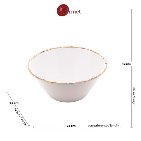 Saladeira Melamina Bambu Bon Gourmet Branco 