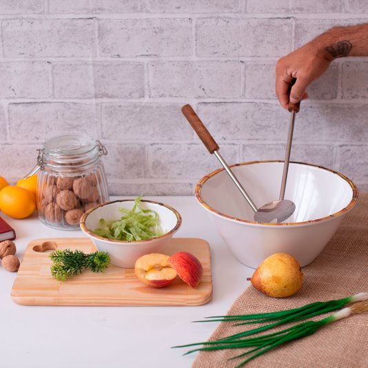 Saladeira Melamina Bambu Bon Gourmet Branco 
