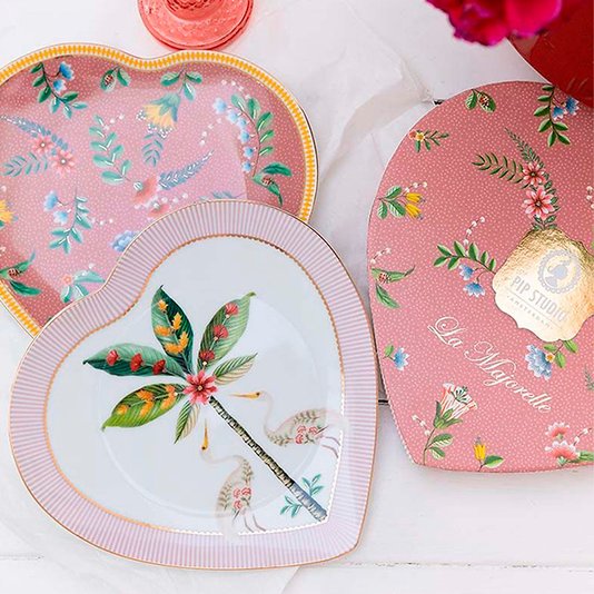 Set 02 Pratos Coração La Majorelle Pip Studio Rosa 21 cm