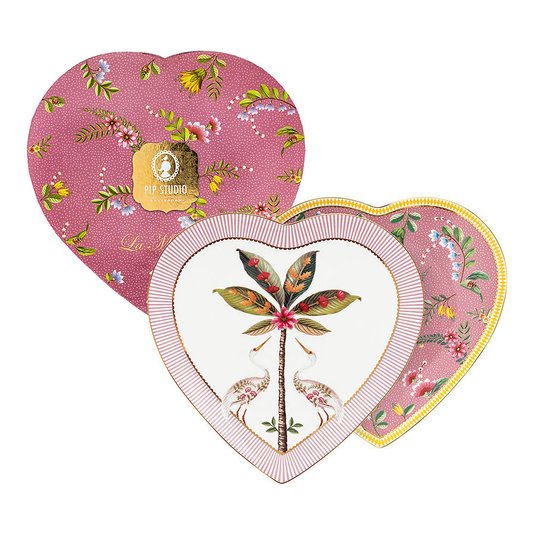Set 02 Pratos Coração La Majorelle Pip Studio Rosa 21 cm
