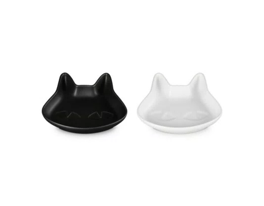 Set 2 Pratos Gato Le Creuset Preto/Branco 14 cm