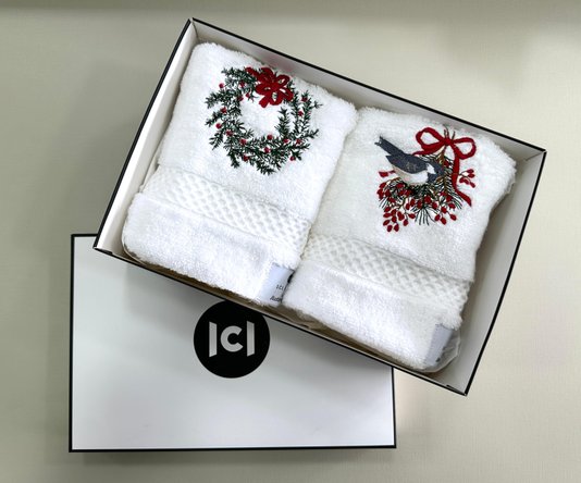 Set 2 Toalhas de Lavabo Bordadas Natal LCL Home