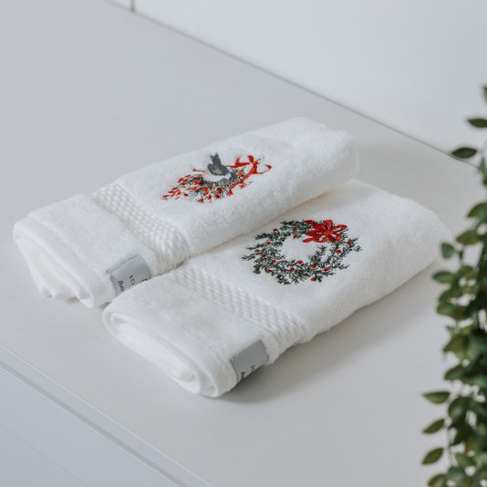 Set 2 Toalhas de Lavabo Bordadas Natal LCL Home