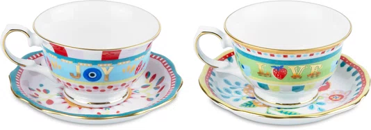 Set 2 Xícaras de Chá em Porcelana Mamma Mia Baci Milano
