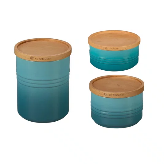 Set 3 Potes com Tampa Herméticos Le Creuset Azul Caribe