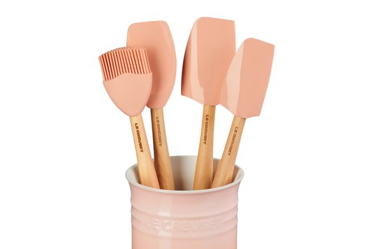 Set 4 Espátulas e Porta Utensílios Clássico Le Creuset Pêche 1 L
