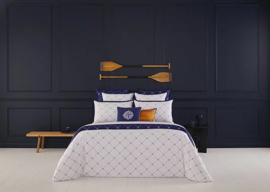 Jogo de Cama Queen 7 Peças Encre 300 Fios Yves Delorme Paris