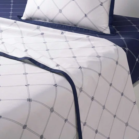 Jogo de Cama Super King 7 Peças Encre 300 Fios Yves Delorme Paris
