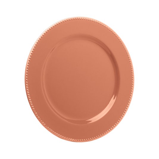 Sousplat de Plástico Royal Decor Laranja e Dourado 33 cm