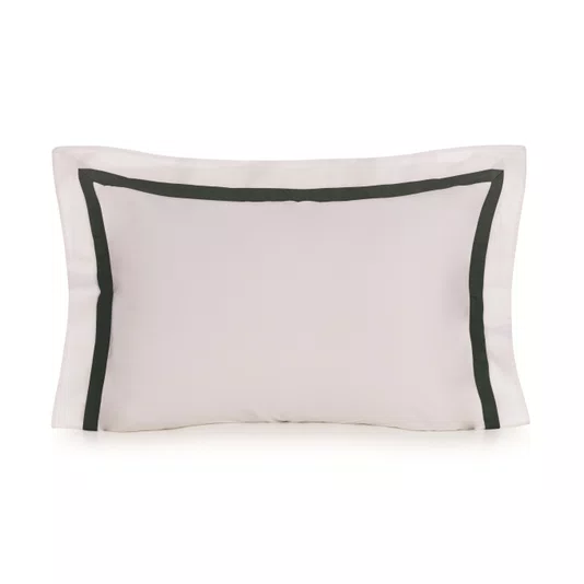 Super Fronha Vercelli 300 Fios Trussardi Branco e Fogli 50cm x 90cm