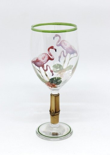 Taça De Água Flamingo Com Bambu Taj Home 