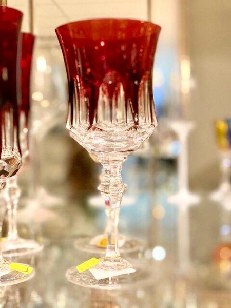 Taça para Água em Cristal Overley Mozart Vermelho 400 ml