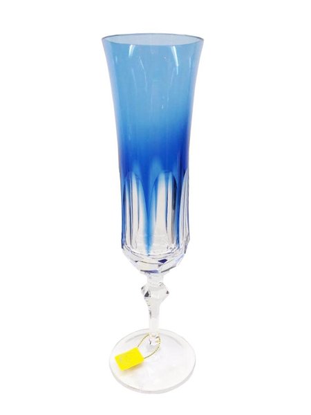 Taça para Champagne em Cristal Overley Mozart Azul Claro 210 ml
