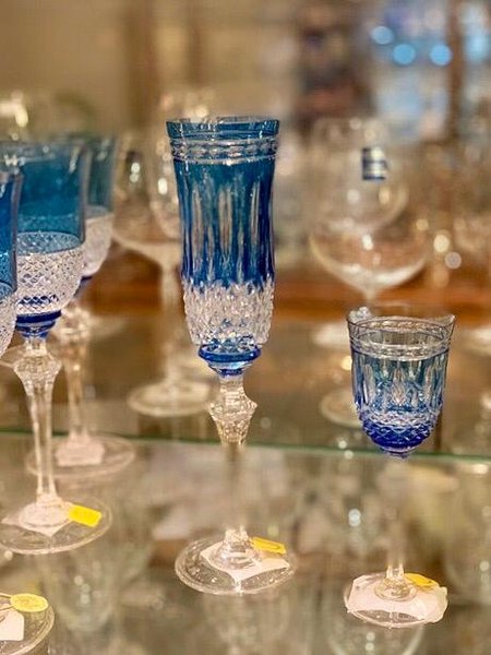 Taça para Champagne em Cristal Overley Mozart Azul Claro 240 ml