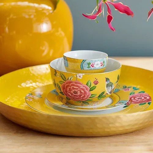 Tigela Blushing Birds Pip Studio Amarelo 15 cm