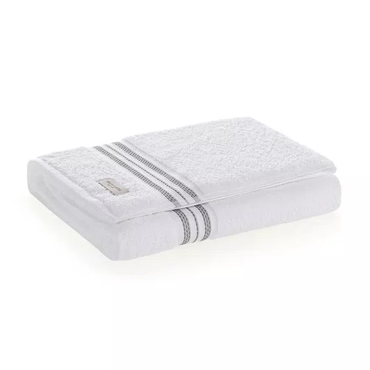 Toalha Banhão Baberine Trussardi Branco e Ardosia 86cm  x 150cm