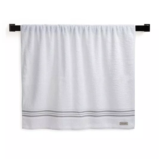 Toalha Banhão Baberine Trussardi Branco e Ardosia 86cm  x 150cm