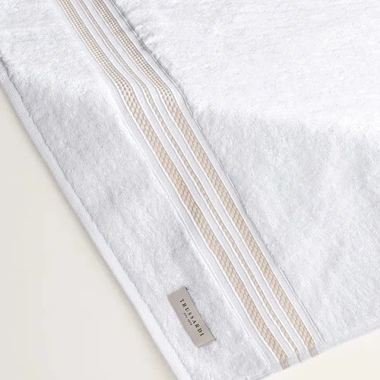 Toalha Banhao Barberine Trussardi Branco e Nocciola 86cm x 150cm
