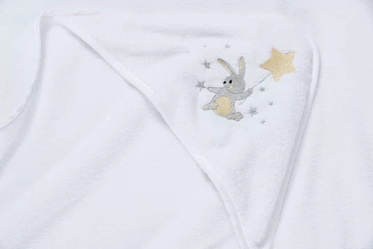 Toalha de Banho com Capuz Bambini Luna Trussardi Branco 80cm x 80cm