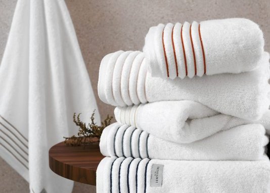 Toalha De Banho Palladio Trussardi Branco e Rosato 86cm X 150cm