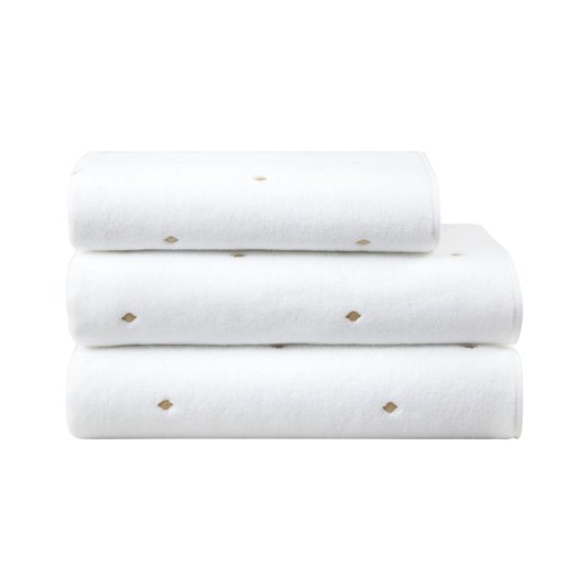 Toalha de Lavabo Royal Bordada G Yves Delorme Branco 45cm x 70cm