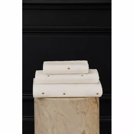 Toalha de Lavabo Royal Bordada G Yves Delorme Branco 45cm x 70cm