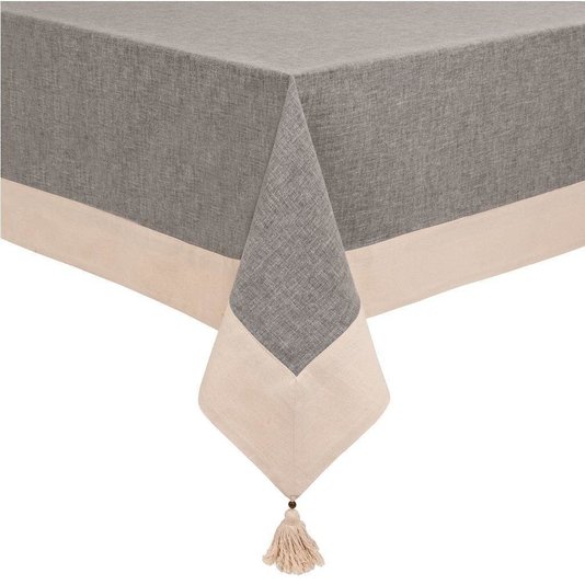 Toalha De Mesa Varkala Cinza e Bege Copa&Cia 1,60 x 2,20 m