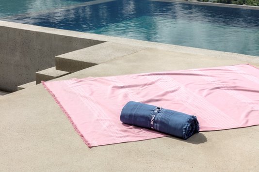 Toalha de Praia Cap Code Algodão Turco e Poliéster Boss Home Azul 1,40x1,80m