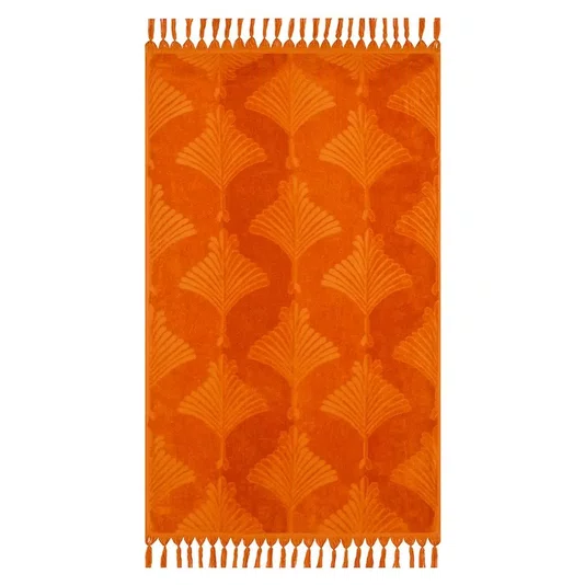 Toalha de Praia Nikki com Macrame Buddemeyer Luxus Laranja 100cm x 180cm