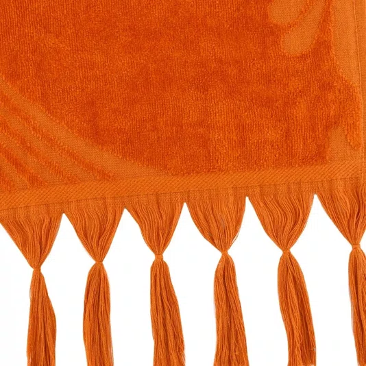 Toalha de Praia Nikki com Macrame Buddemeyer Luxus Laranja 100cm x 180cm
