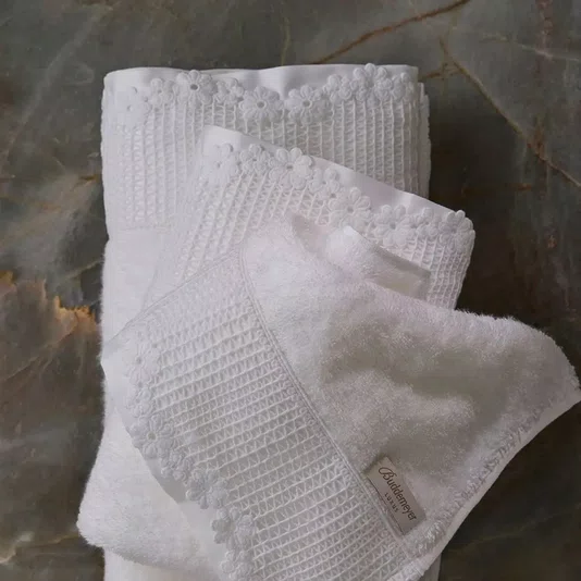 Toalha de Rosto Aya Buddemeyer Luxus Branco 48cm x 90cm