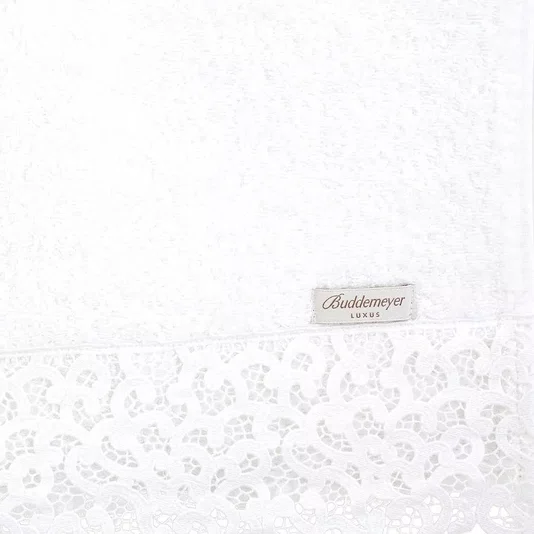 Toalha De Rosto Capri Buddemeyer Luxus Branco com Renda Branca 48cm x 90cm
