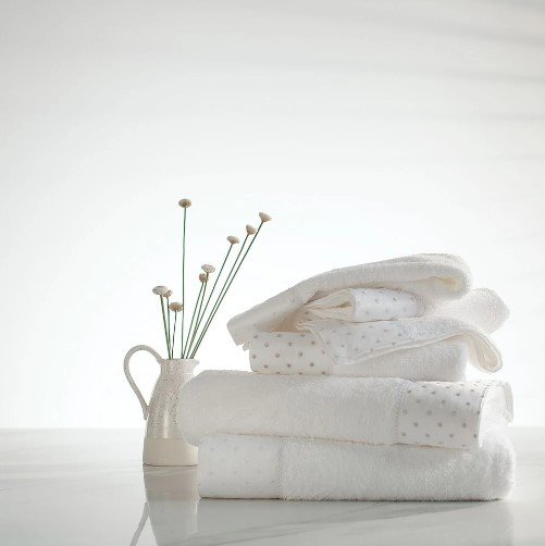 Toalha de Rosto Dots Buddemeyer Luxus Branco e Bege 48x90cm