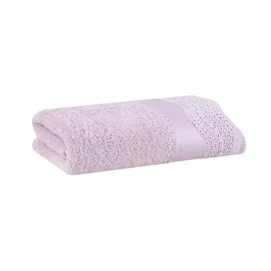 Toalha de Rosto Gianni Buddemeyer Luxus Rosa Crepe/Renda Rosa 48 x 90 cm