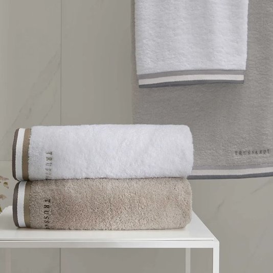 Toalha De Rosto Montello Trussardi Branco/Bege 48 X 90 cm