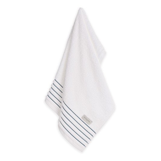 Toalha de Rosto Palladio Trussardi Branco e Petróleo 48 x 80 cm