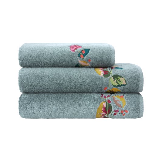Toalha para Lavabo Eaux Algodão Orgânico Yves Delorme Azul 45 x 70cm