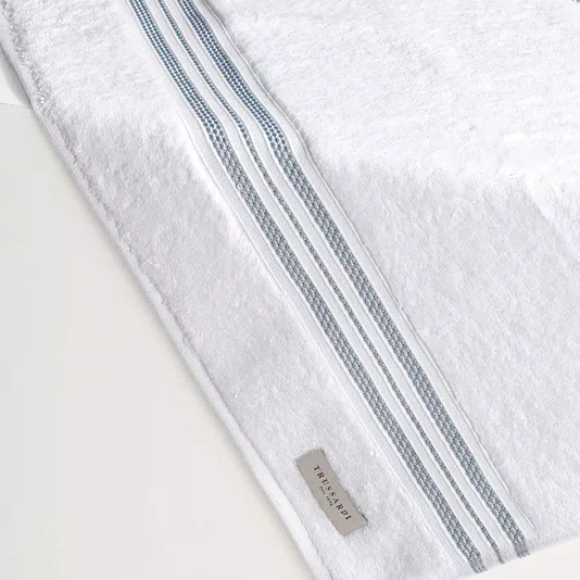 Toalha Rosto Barberine Trussardi Branco e Cielo 48cm x 80cm