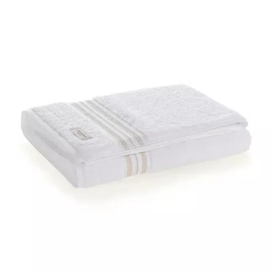 Toalha Rosto Barberine Trussardi Branco e Nocciola 48cm x 80cm