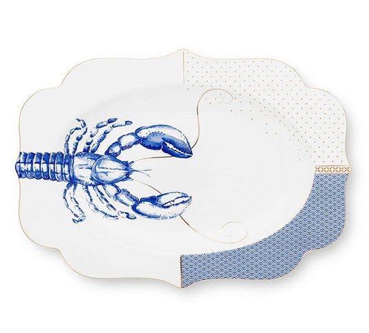 Travessa Oval Lobster Royal Yerseke Pip Studio Branco e Azul