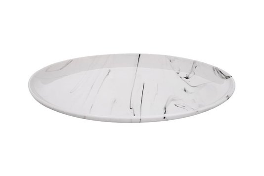 Travessa Oval Marble de Pocelana Ricaelle Branco 35,5cm