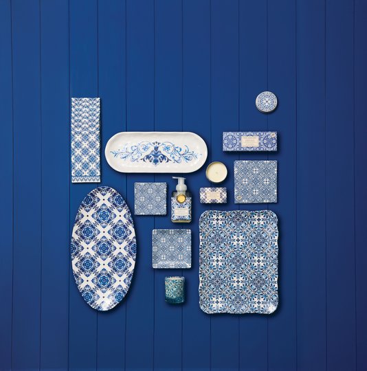 Travessa Oval Melanima Indigo Seas Michel Design 48,2x25,4x3cm