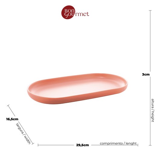 Travessa Oval Porcelana Nórdica Bon Gourmet Rosa